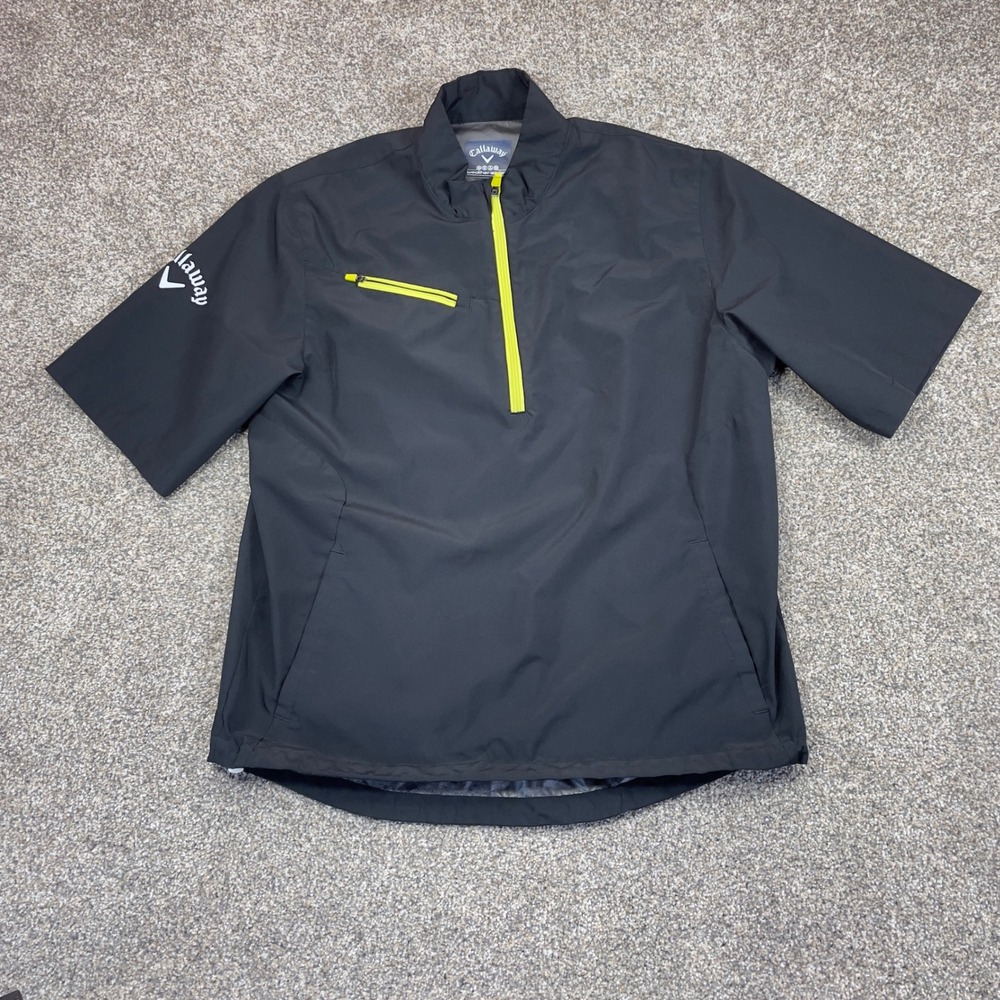 Callaway Weather Series Mens Medium Black Neon Yellow 1/4 Zip Golf Windbreaker